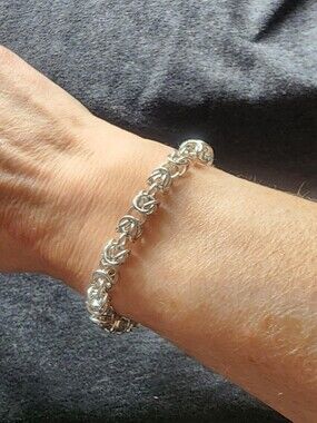 Source Unknown Polished Silver Byzantine Bracelet